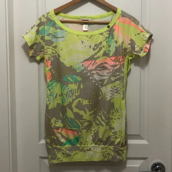 Diesel Round Neck Neon Top - XS - Picture 1 of 8